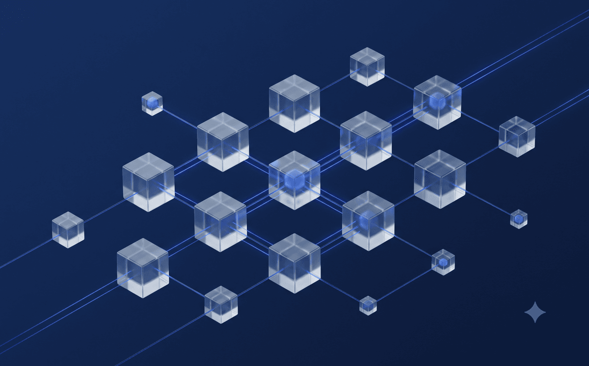 Abstract 3D graphic — connected cubes symbolising IT infrastructure
